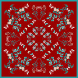 Hand-Rolled Oscar Rossa 100% Silk Scarf, approximate 35"x35" Large Square Printed Silk Charmeuse Scarf