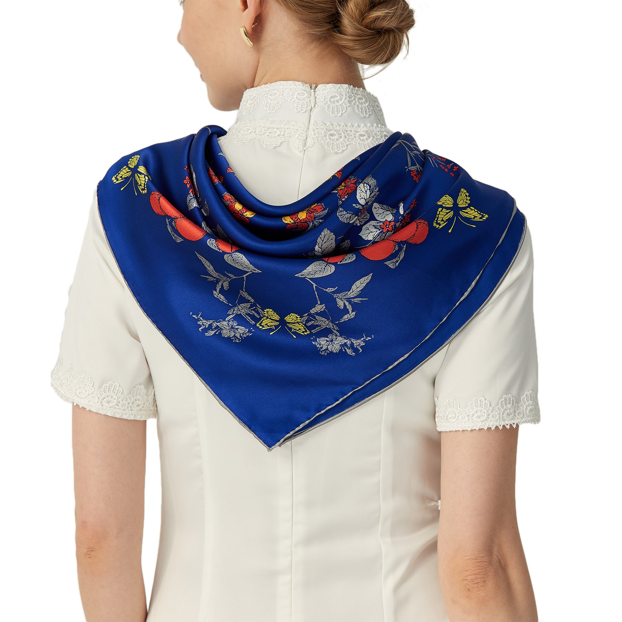 Luxurious Extra Heavy Charmeuse Silk Scarf with Hand Embroidery