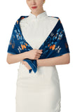 Hand-Rolled Oscar Rossa 100% Silk Scarf, approximate 35"x35" Large Square Printed Silk Charmeuse Scarf