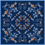 Hand-Rolled Oscar Rossa 100% Silk Scarf, approximate 35"x35" Large Square Printed Silk Charmeuse Scarf
