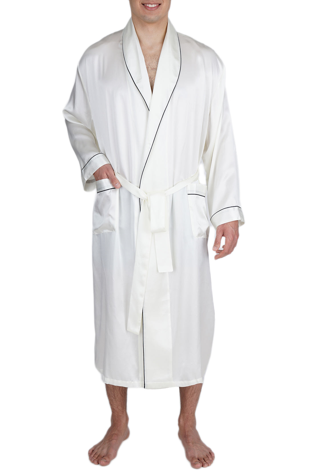 Men s Silk Sleepwear 100 Silk Long Robe OSCAR ROSSA