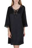 Women's 100% Silk Nightgown with Handmade Lace -OSCAR ROSSA