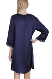 Women's 100% Silk Nightgown with Handmade Lace -OSCAR ROSSA