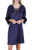 Women's 100% Silk Nightgown with Handmade Lace -OSCAR ROSSA