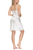 Women's 100% Silk Chemise with V Neck Lace