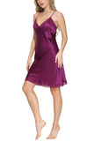 Women's 100% Silk Chemise with V Neck Lace