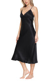 Oscar Rossa Women's Long Silk Nightgown 100% Silk Full Slip Chemise with Charming Lace