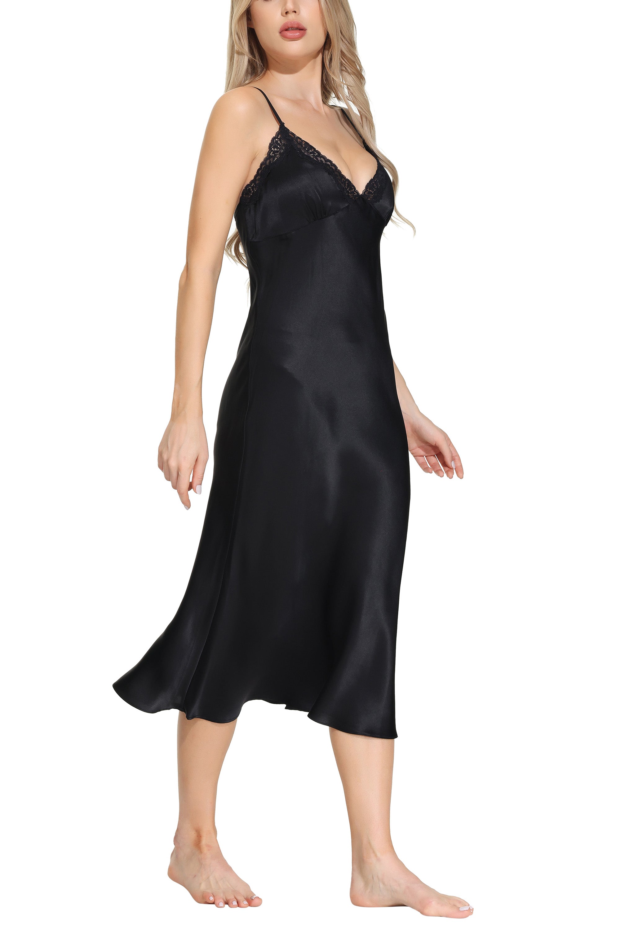 Oscar Rossa Women's Long Silk Nightgown 100% Silk Full Slip