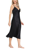 Oscar Rossa Women's Long Silk Nightgown 100% Silk Full Slip Chemise with Charming Lace