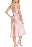 Oscar Rossa Women's Long Silk Nightgown 100% Silk Full Slip Chemise with Charming Lace