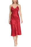 Oscar Rossa Women's Long Silk Nightgown 100% Silk Full Slip Chemise with Charming Lace