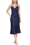 Oscar Rossa Women's Long Silk Nightgown 100% Silk Full Slip Chemise with Charming Lace