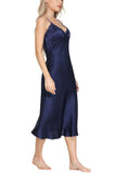 Oscar Rossa Women's Long Silk Nightgown 100% Silk Full Slip Chemise with Charming Lace