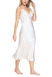 Oscar Rossa Women's Long Silk Nightgown 100% Silk Full Slip Chemise with Charming Lace