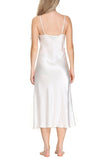 Oscar Rossa Women's Long Silk Nightgown 100% Silk Full Slip Chemise with Charming Lace